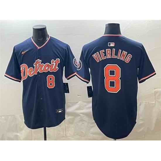 Men Detroit Tigers  8 Matt Vierling Navy 2026 Alternate Vapor Premier Limited Stitched Baseball Jersey