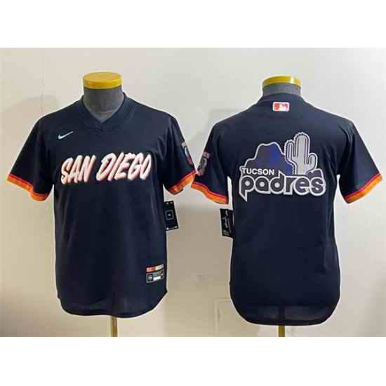 Youth San Diego Padres Team Big Logo Obsidian 2026 City Connect Stadium Stitched Baseball Jersey