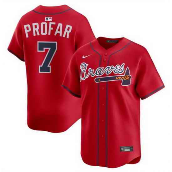 Men Atlanta Braves 7 Jurickson Profar Red 2025 Alternate Limited Stitched Baseball Jersey