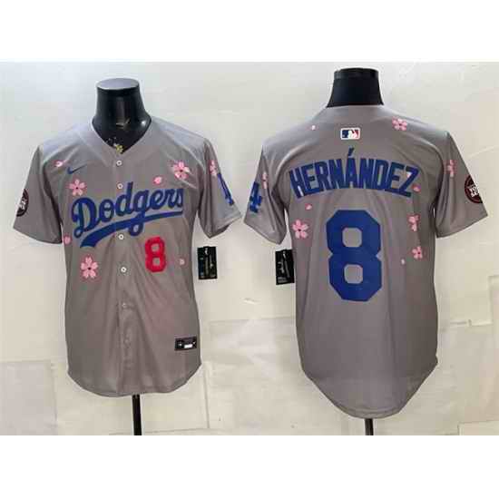 Men Los Angeles Dodgers  8 Enrique Hernandez Grey 2025 Tokyo Series Limited Stitched Baseball Jersey