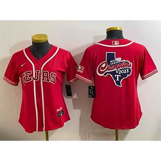 Women Texas Rangers Team Big Logo Red 2026 City Connect Stadium Stitched Baseball Jersey  001