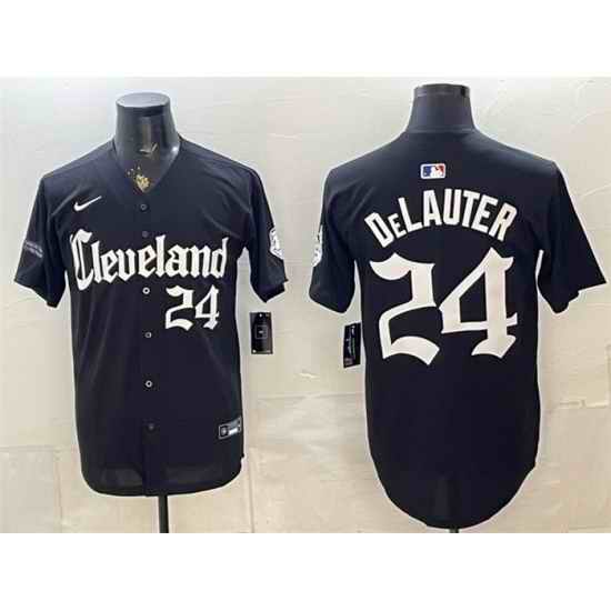 Men Cleveland Guardians  24 Chase DeLauter Black Gothic Vapor Premier Limited Stitched Baseball Jersey