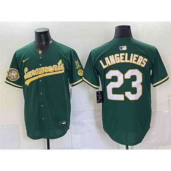 Men Oakland Athletics  Shea Langeliers 2026 Green Alternate Sacramento Celebrating 125 Years Vapor Limited Stitched Baseball Jersey
