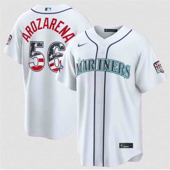 Men Seattle Mariners  56 Randy Arozarena White 2026 All Star Edition Stars   Stripes Stadium Pick A Player Stitched Baseball Jersey