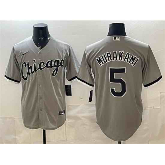 Men Chicago White Sox  5 Munetaka Murakami Grey Stitched Baseball Jersey