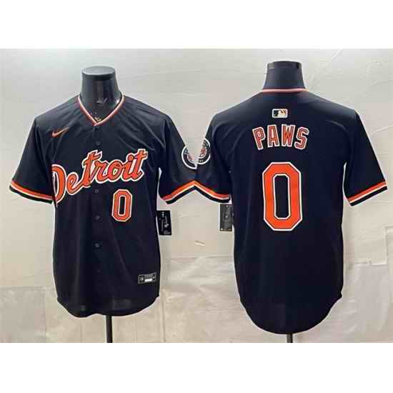 Men Detroit Tigers  0 Paws Black 2026 Alternate Vapor Premier Limited Stitched Baseball Jersey