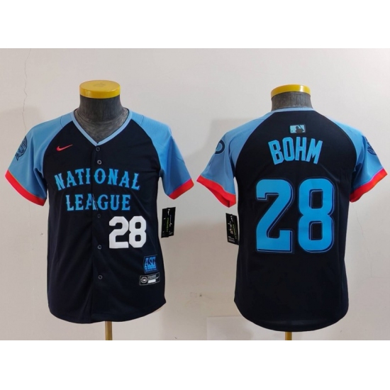 Youth National League 28 Alec Bohm Navy 2024 All Star Limited Stitched Baseball Jersey 3