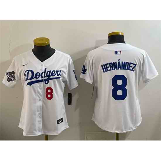 Women Los Angeles Dodgers 8 Enrique Hernandez White 2025 World Series Champions Home Limited Stitched Baseball Jersey