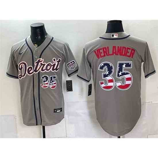 Men Detroit Tigers  35 Justin Verlander Grey 2026 USA 250 Fourth of July Stitched Baseball Jersey