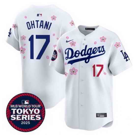 Men Los Angeles Dodgers 17 Shohei Ohtani White 2025 Tokyo Series Limited Stitched Baseball Jersey
