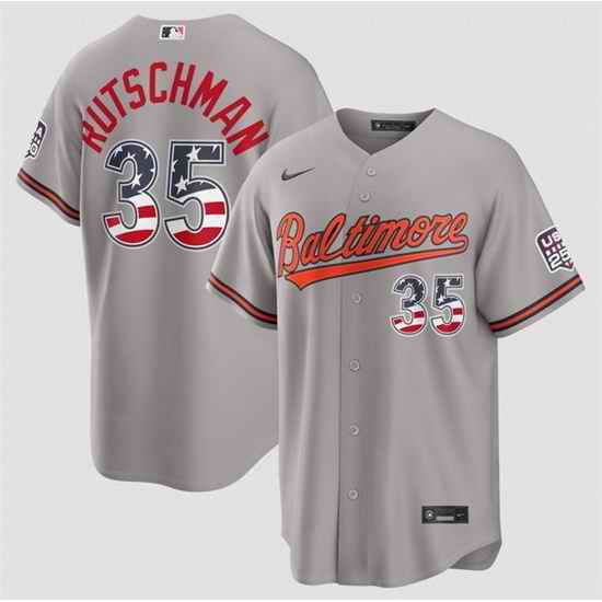 Men Baltimore Orioles  35 Adley Rutschman Grey USA 250 Fourth of July Home Stitched Baseball Jersey