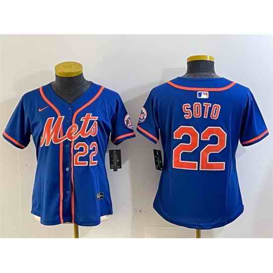 Women New York Mets 22 Juan Soto Royal 2024 Alternate Limited Stitched Baseball Jersey