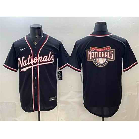 Men Washington Nationals Team Big Logo 2026 Fashion Replica Black Out Stitched Baseball Jersey