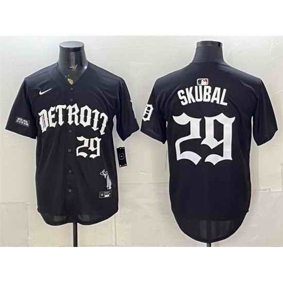 Men Detroit Tigers  29 Tarik Skubal 2026 Black  Motor Gothic Edition  Vapor Premier Limited Stitched Baseball Jersey
