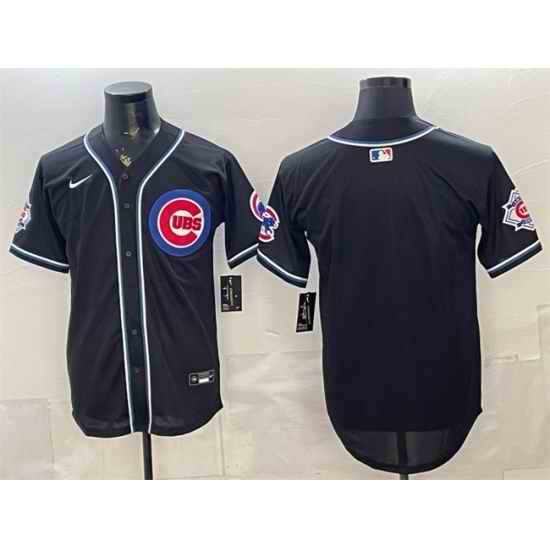 Men Chicago Cubs Blank 2026 Fashion Replica Black Out Stitched Baseball Jersey