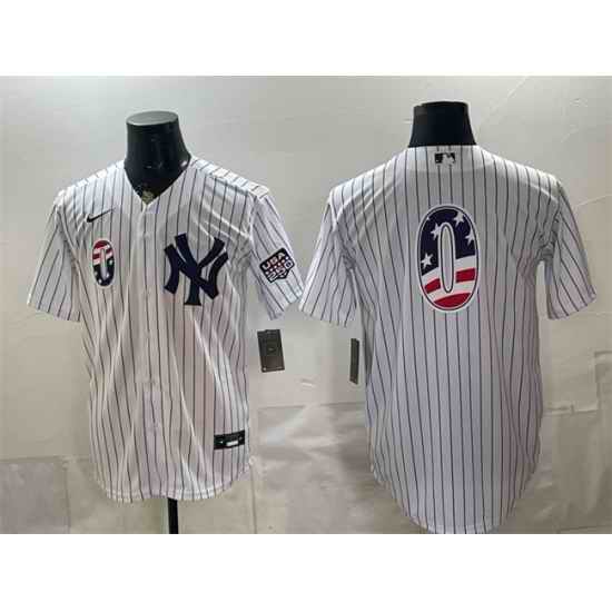 Men New York Yankees  0 Marcus Stroman White 2026 USA 250 Fourth of July Home Stadium Stitched Baseball Jersey