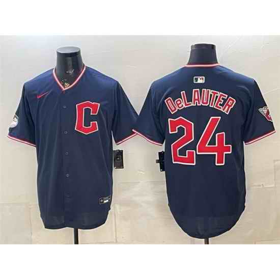 Men Cleveland Guardians  24 Chase DeLauter Navy Limited Stitched Baseball Jersey 683