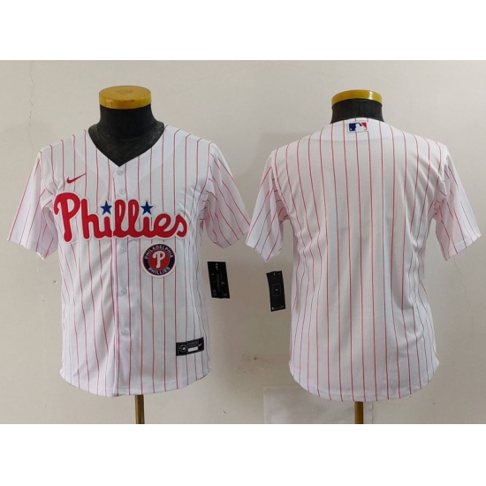 Youth Philadelphia Phillies Team  White Cool Base Stitched Baseball Jersey 1