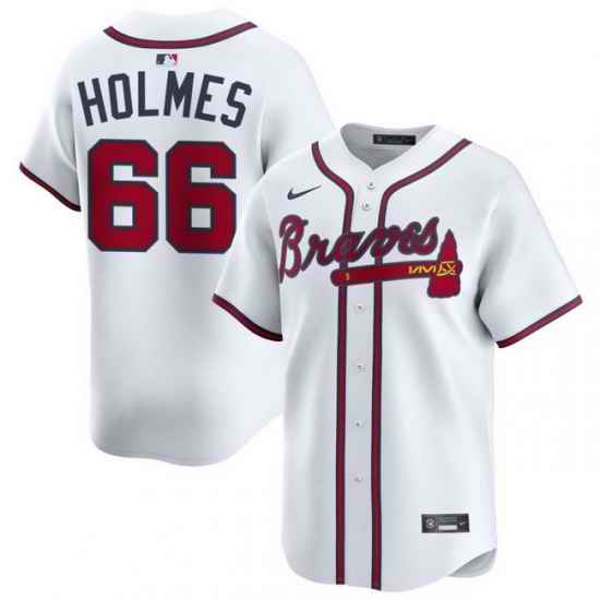 Men Atlanta Braves Nike Alternate Limited Jersey White Holmes Grant 66