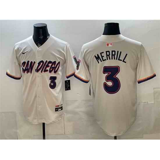 Men San Diego Padres  3 Jackson Merrill Cream 2026 City Connect Stadium Stitched Baseball Jersey