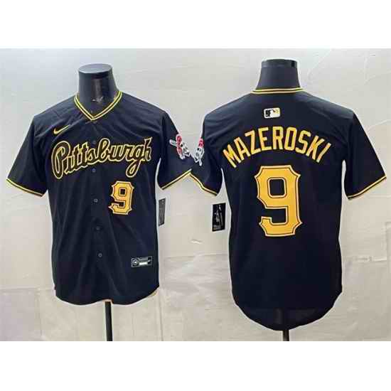 Men Pittsburgh Pirates  9 Bill Mazeroski Black Limited Stitched Baseball Jersey