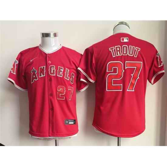 Youth Los Angeles Angels  27 Mike Trout Red Limited Stitched Baseball Jersey