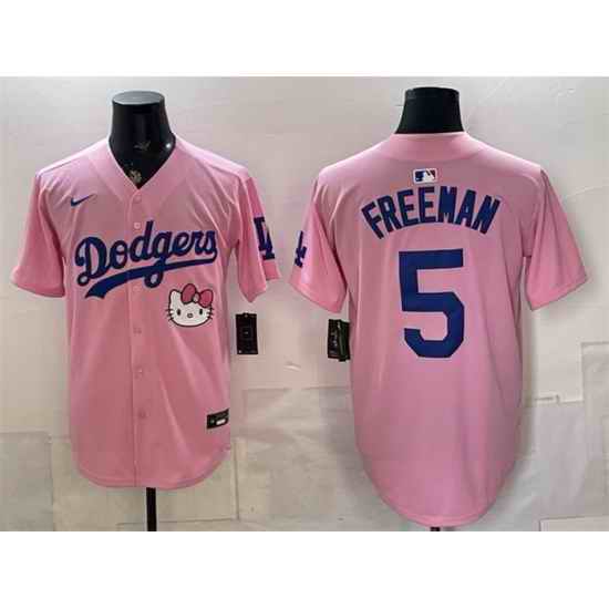 Men Los Angeles Dodgers  5 Freddie Freeman Pink 2025 Hello Kitty Vapor Limited Stitched Baseball Jersey