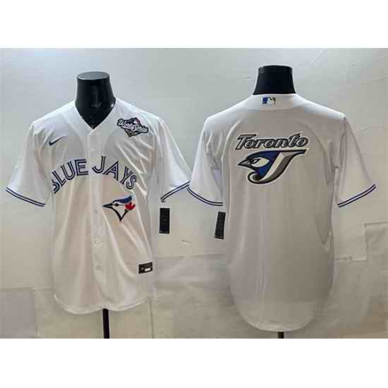 Men Toronto Blue Jays Team Big Logo White 2025 World Series Home Cool Base Stitched Baseball Jersey