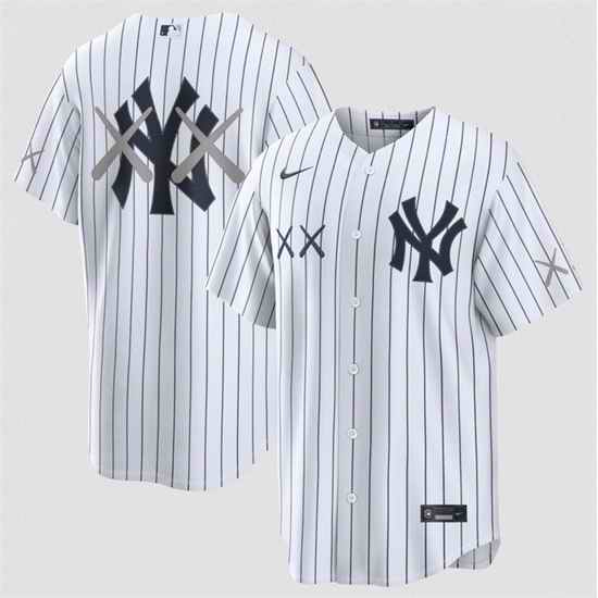 Men New York Yankees x KAWS White Stadium Stitched Baseball Jersey