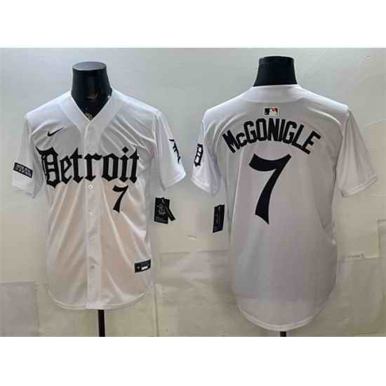 Men Detroit Tigers  7 Kevin McGonigle 2026 White  Motor Gothic Edition  Vapor Premier Limited Stitched Baseball Jersey