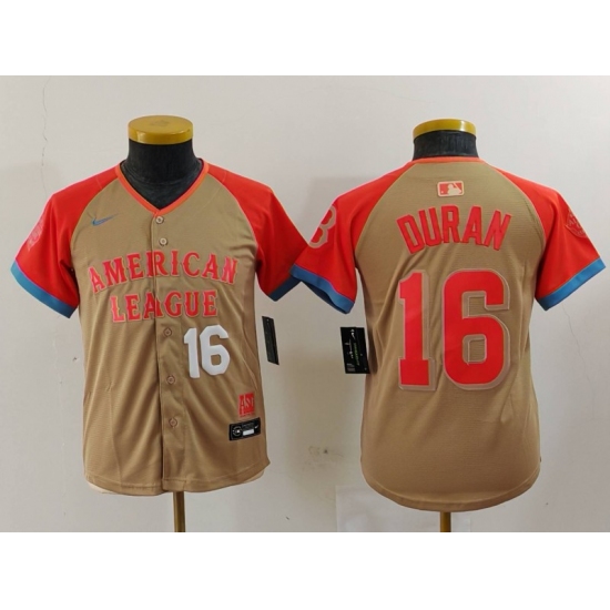 Youth American League 16 Jarren Duran Cream 2024 All Star Limited Stitched Jersey 3