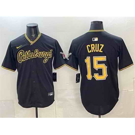 Men Pittsburgh Pirates  15 Oneil Cruz Black Limited Stitched Baseball Jersey