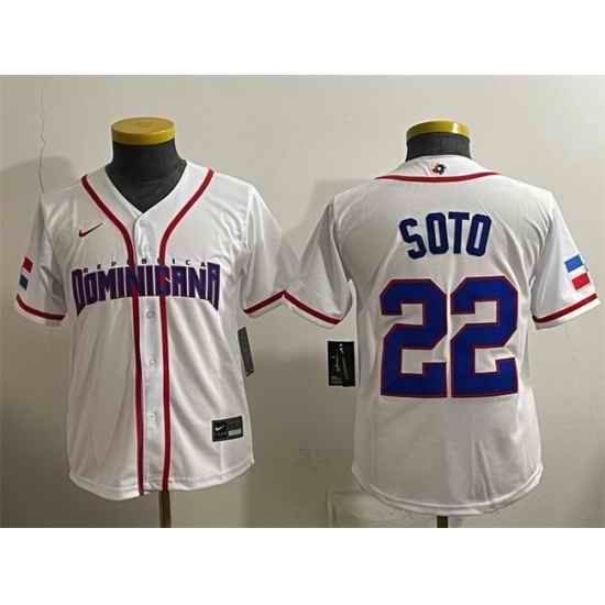 Women Dominican Republic Baseball  22 Juan Soto White 2026 World Baseball Classic Home Stadium Stitched Baseball Jersey Run Small
