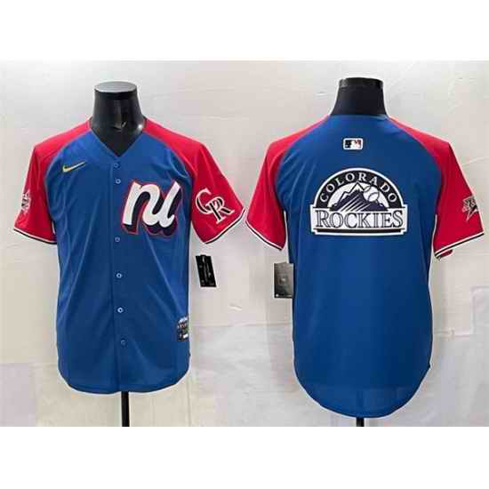 Men National League Colorado Rockies Team Big Logo Blue Red Alternate 2025 All Star Edition Limited Stitched Baseball Jersey