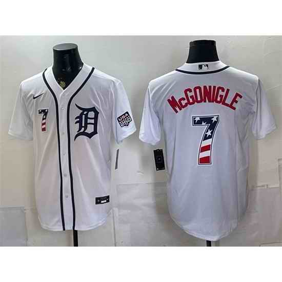 Men Detroit Tigers  7 Kevin McGonigle White 2026 USA 250 Fourth of July Stitched Baseball Jersey