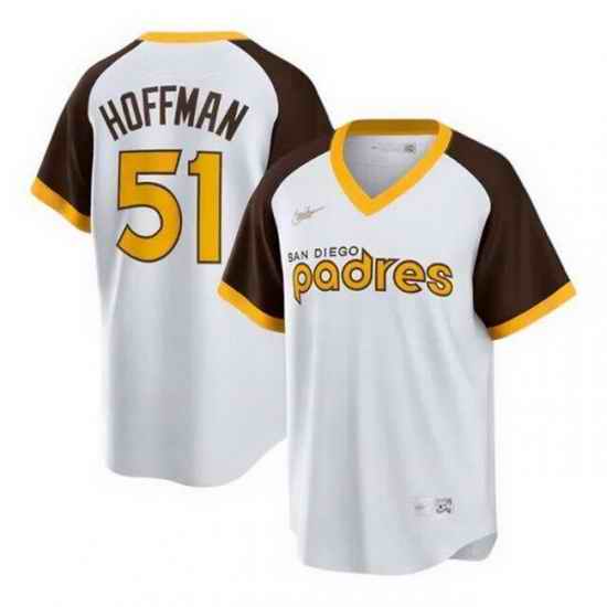 Men San Diego Padres  51 Trevor Hoffman White Cooperstown Stitched Baseball Jersey