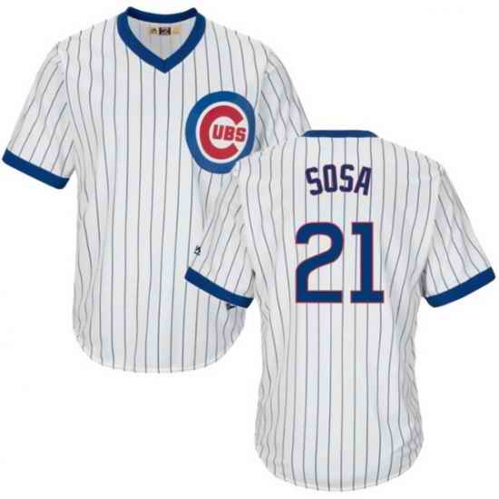 Men Chicago Cubs  21 Sammy Sosa White Cooperstown Stitched Baseball Jersey