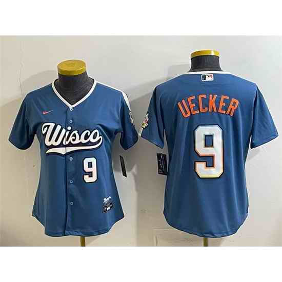 Youth Milwaukee Brewers 9 Bob Uecker Mineral Blue 2026 City Connect Stadium Stitched Baseball Jersey
