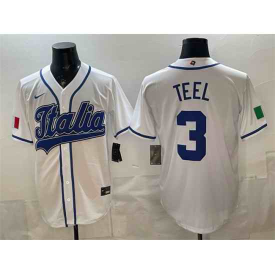 Men Italy Baseball  3 Kyle Teel White 2026 World Baseball Classic Home Stadium Stitched Jersey