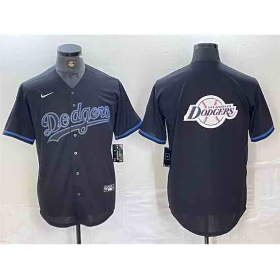 Men Los Angeles Dodgers Team Big Logo Black Fashion Stitched Baseball Jersey 003