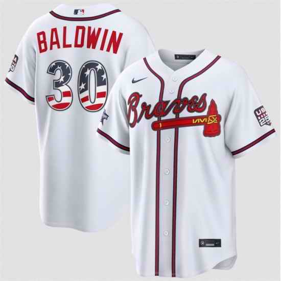 Men Atlanta Braves  30 Drake Baldwin White 2026 All Star Edition Stars   Stripes Stadium Pick A Player Stitched Baseball Jersey