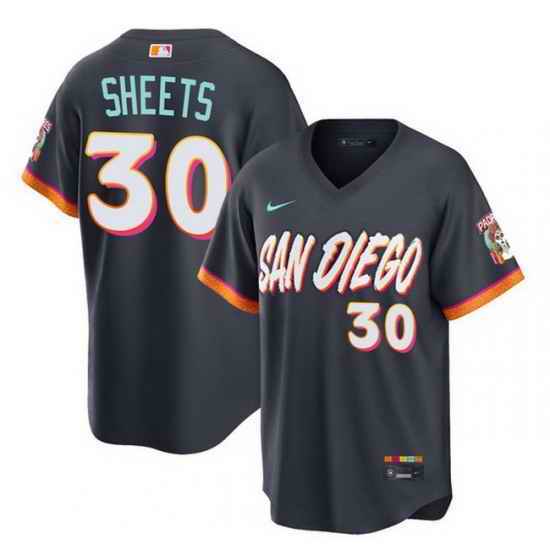 Men San Diego Padres  30 Gavin Sheets Obsidian 2026 City Connect Stadium Stitched Baseball Jersey