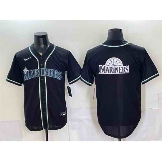 Men Seattle Mariners Team Big Logo 2026 Fashion Replica Black Out Stitched Baseball Jerseys