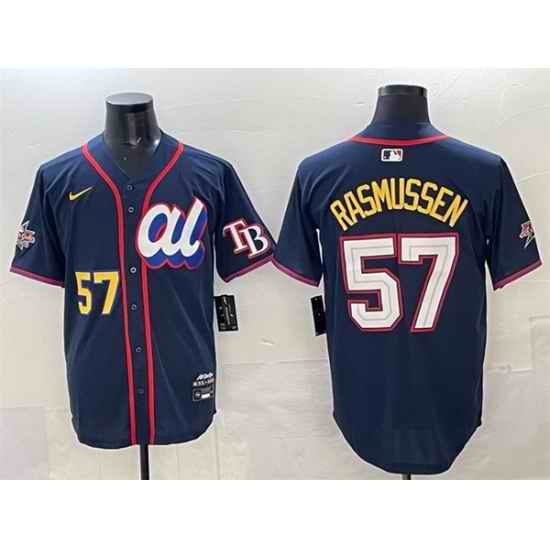 Men American League 57 Drew Rasmussen Navy 2025 All Star Edition Limited Stitched Baseball Jersey