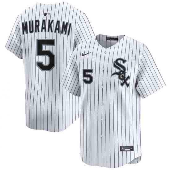 Men Chicago White Sox 5 Munetaka Murakami White 2025 Home Limited Stitched Baseball Jersey