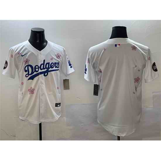 Men Los Angeles Dodgers Blank White 2025 Tokyo Series Limited Stitched Baseball Jersey