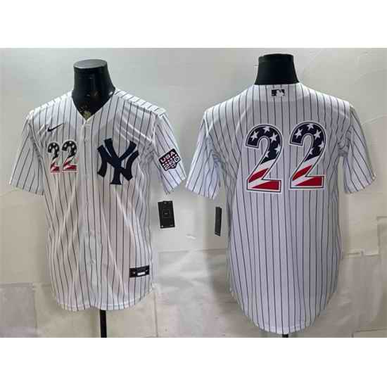 Men New York Yankees  22 Ben Rice White 2026 USA 250 Fourth of July Home Stadium Stitched Baseball Jersey