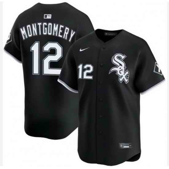 Men Chicago White Sox Colson Montgomery #12 Black Limited Stitched Baseball Jersey