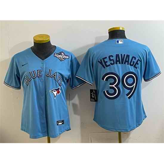 Women Toronto Blue Jays 39 Trey Yesavage Blue 2025 World Series Cool Base Stitched Baseball Jersey