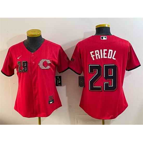 Women Cincinnati Reds 29 TJ Friedl Red 2026 City Connect Stadium Stitched Baseball Jersey